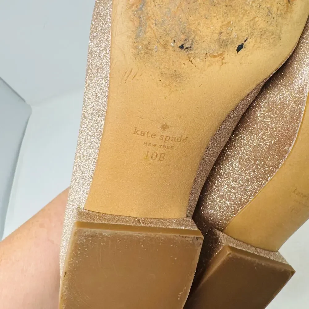 Kate Spade New York Gold Glitter Loafers Slip-On‎ Flats Party Shoes 10B